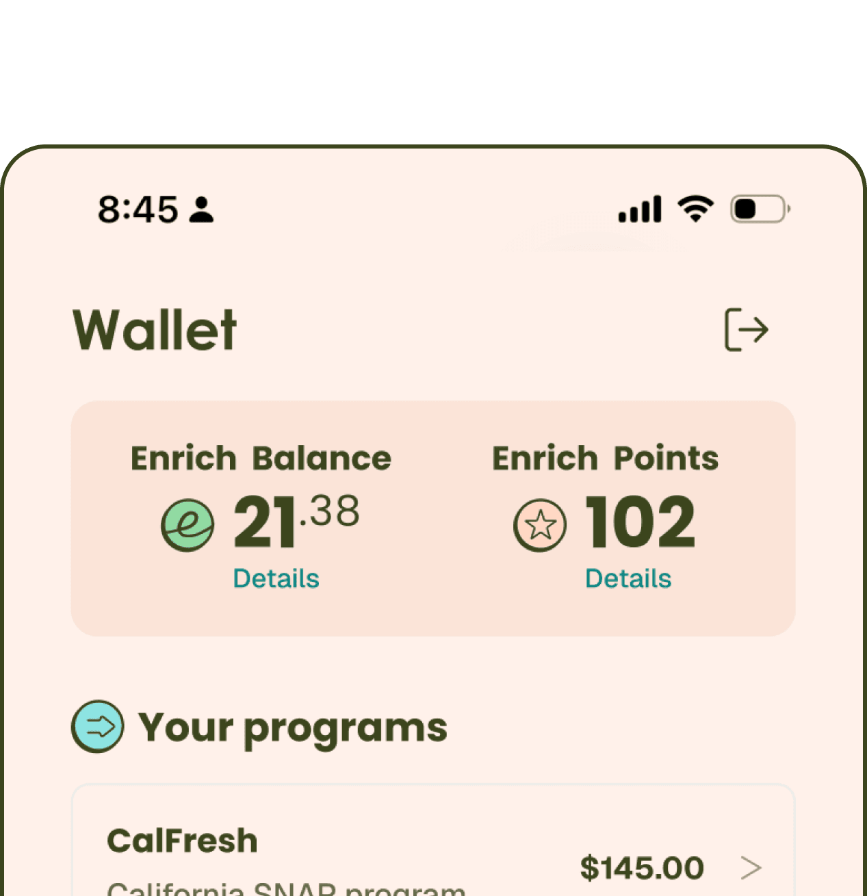 Phone displaying budget left to spend