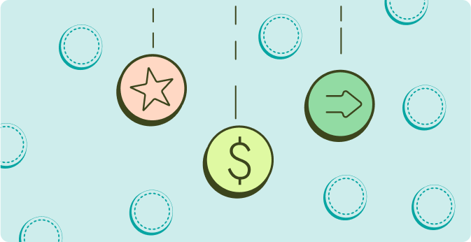 Illustration of connected icons representing different income sources including star, dollar sign, and arrow symbols