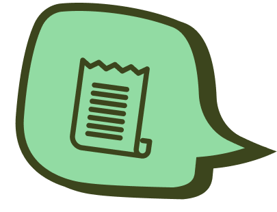 Chat bubble with a receipt icon